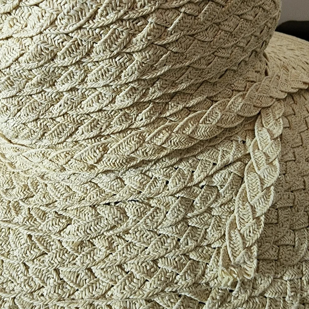 Cappelli Tan Straw braided wide brim sun hat OSFM